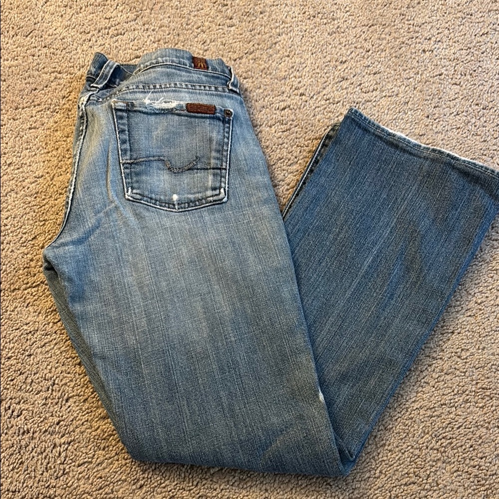 7 For All Mankind Blue Straight Leg Jeans